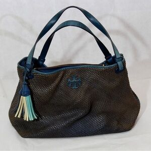 Tory Burch Leather Woven Handbag